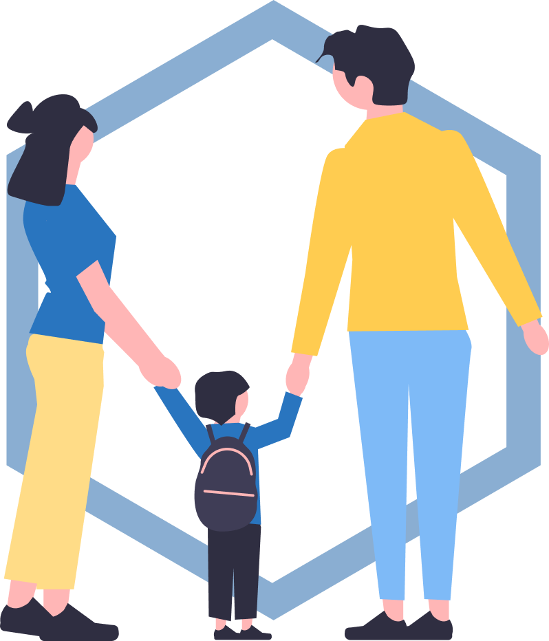 Illustration of a couple and a child