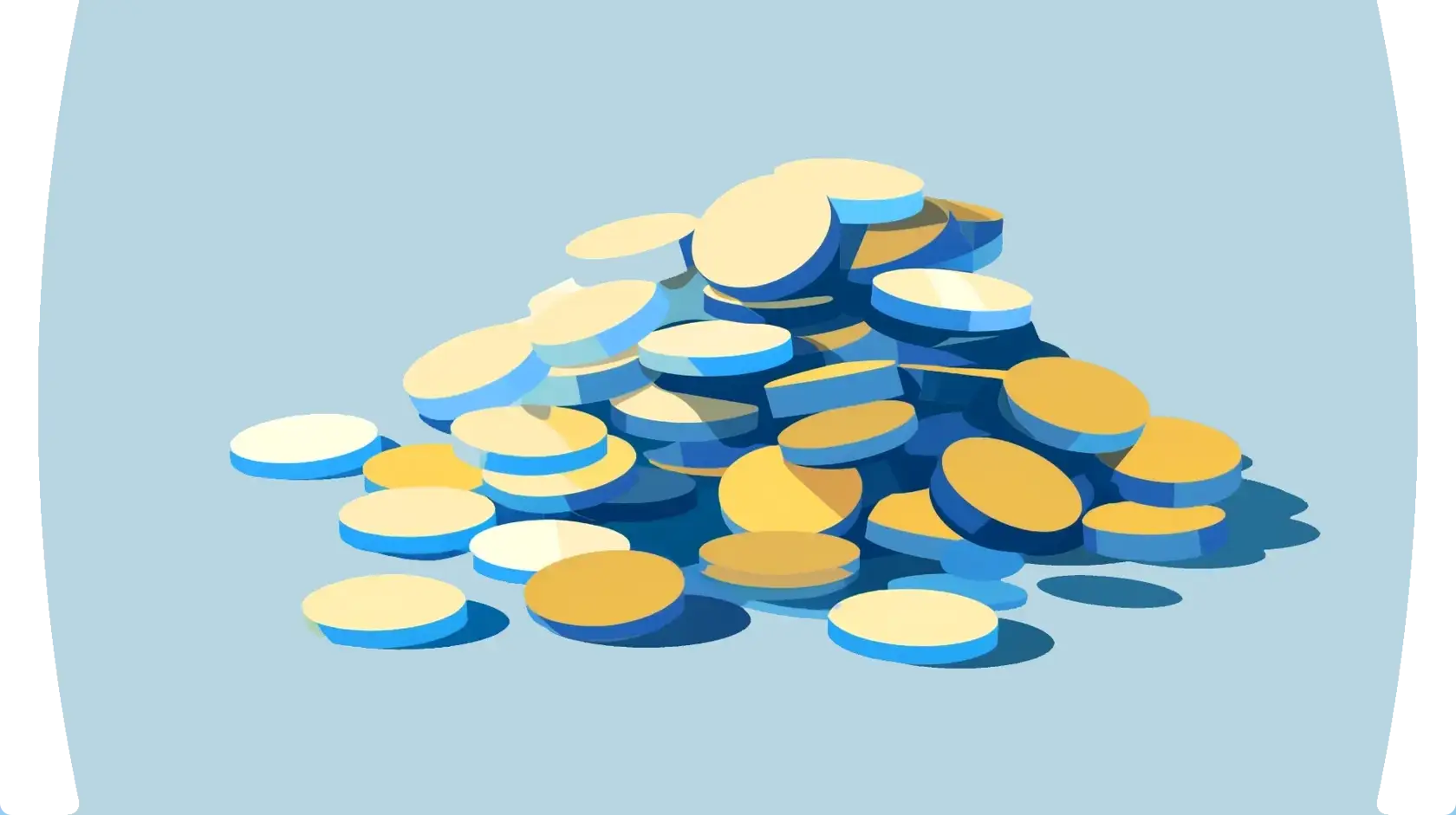 Illustration of coins pile on a grey background