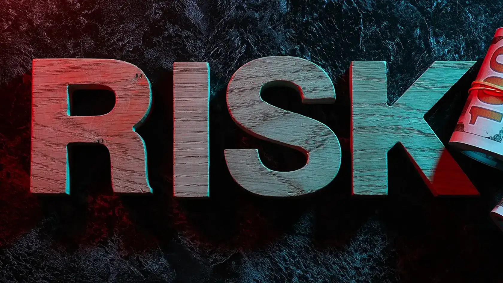 'Risk' word letters made from wood
